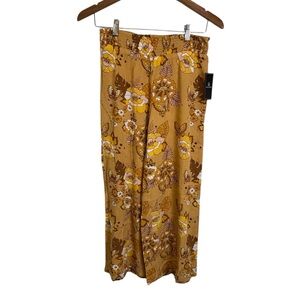 Women’s Volcom Floral Mustard Yellow Wide-Leg Pants